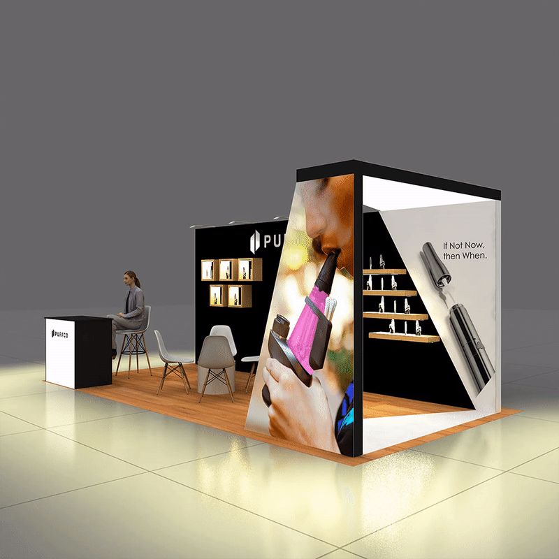 Left Side Perspective View 2 - RLU1020 168: Avant-garde 10x20 trade show rental booth